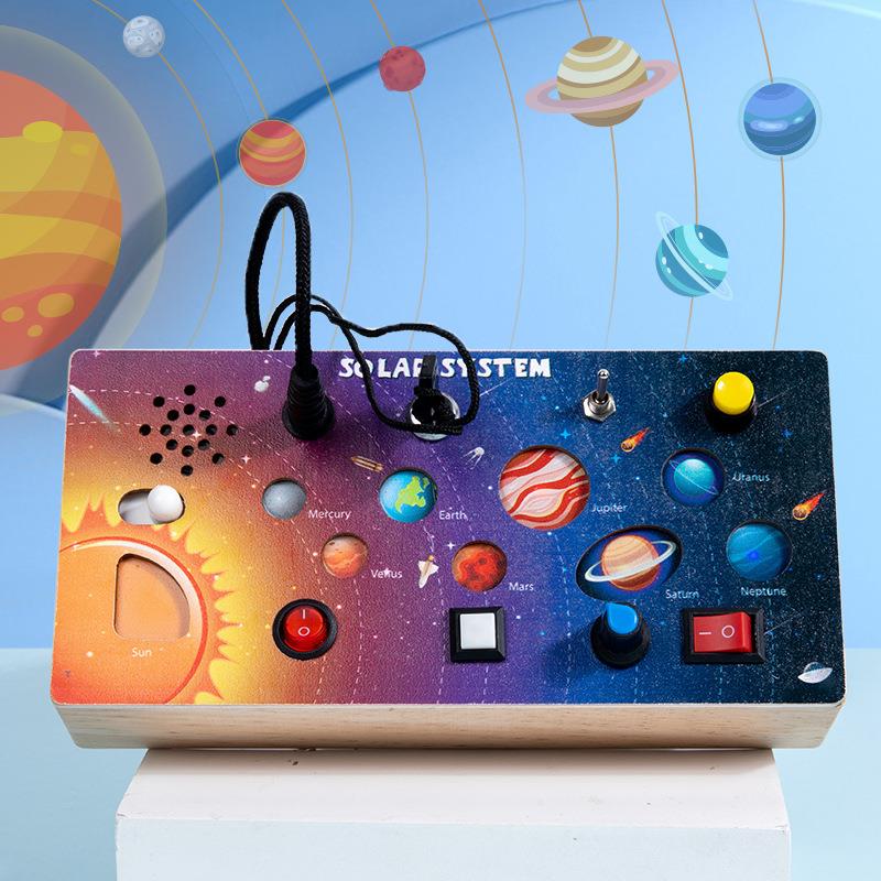 儿童木质早教发声LED开关忙碌板教具动手能力认知益智电路板玩具