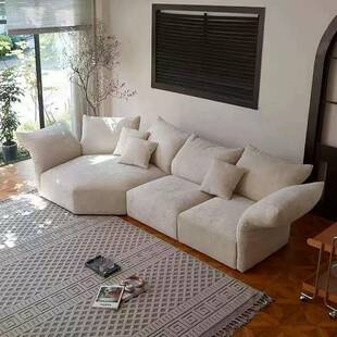 奶油风花瓣布艺沙发客厅北欧极简设计师异形转角网红弧形组合沙发