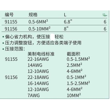 世达 省力型裸端子压接钳 0.5-6MM2 91155