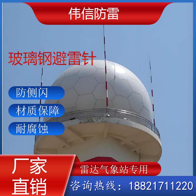 伟信玻璃钢避雷针 气象站雷达站防侧闪型抗腐蚀复合绝缘接闪器