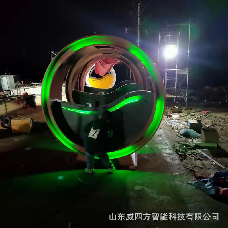 2022网红喷泉自行车单车户外游乐设施互动脚踏发电水景灯光自行车