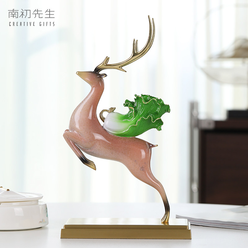 南初先生一鹿生财铜鹿梅花鹿摆件家居工艺品客厅摆件公司开业送礼