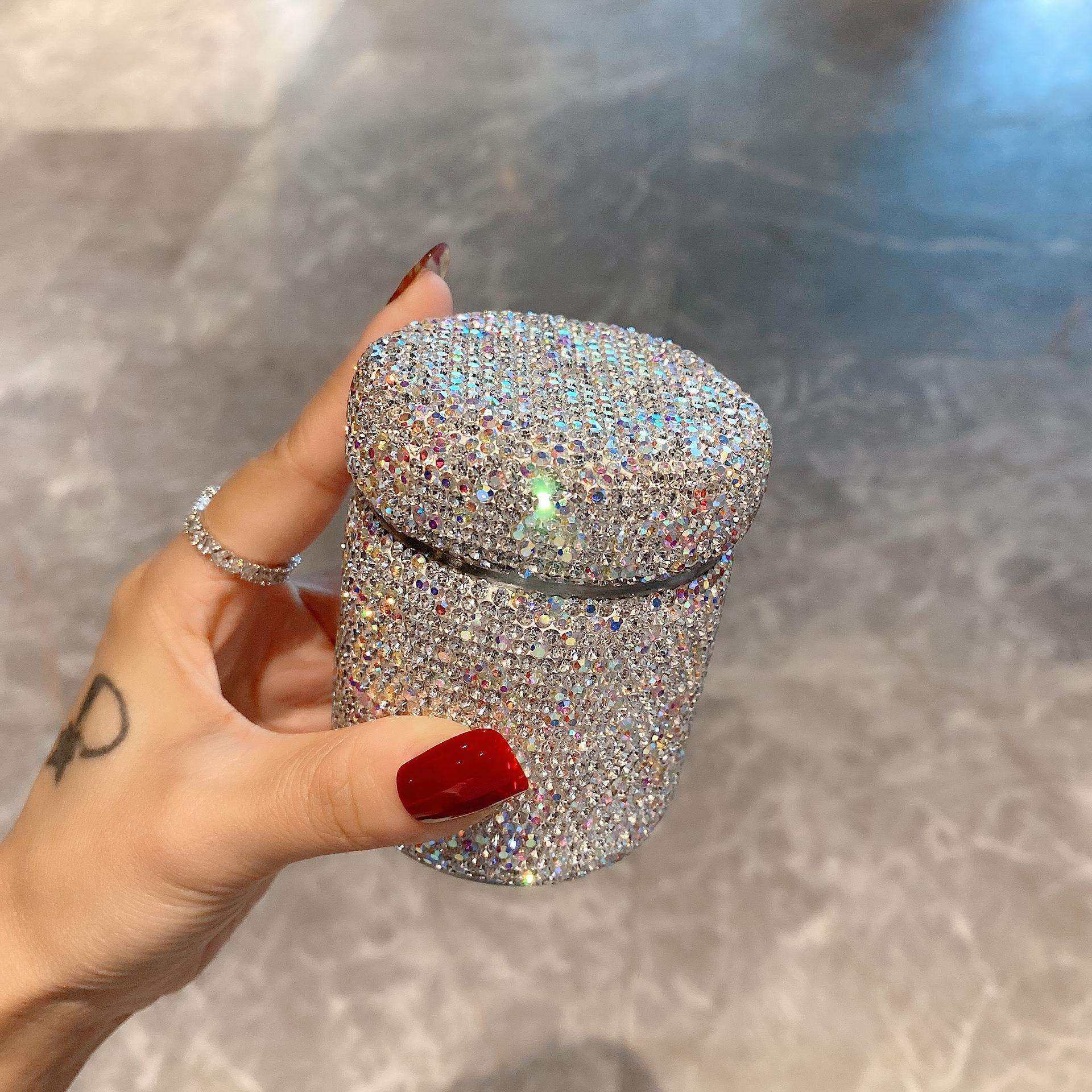 高档创意闪钻牙签桶家用化妆棉签筒收纳盒牙签筒不锈钢防潮收纳罐,农机/农具/农膜,播种栽苗器/地膜机,淘宝优惠券,粉丝福利购,淘宝优惠卷