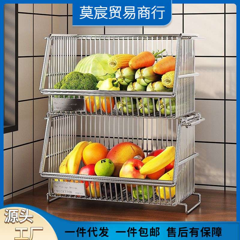 多层置物架蔬菜架子可移动小推车菜篮子厨房台面收纳厨房调料架