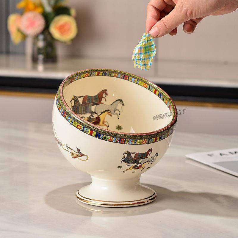 桌面小号垃圾桶KTV风家用卧室网红迷你可爱桌上高脚陶瓷收纳桶,农机/农具/农膜,播种栽苗器/地膜机,淘宝优惠券,粉丝福利购,淘宝优惠卷