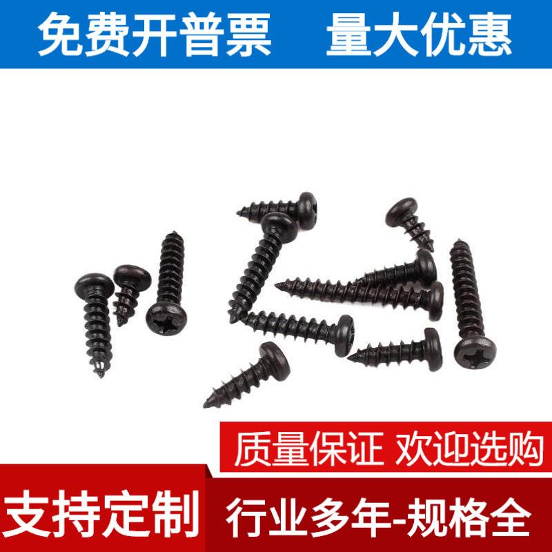 M2 304黑色不锈钢十字圆头自攻螺丝钉 镀黑锌十字盘头自攻木螺丝