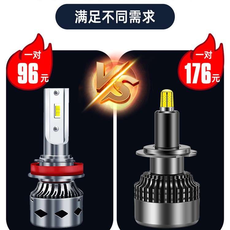 汽车LED大灯超亮聚光H7强光9005改装H1h4远近光一体雾车灯泡9012