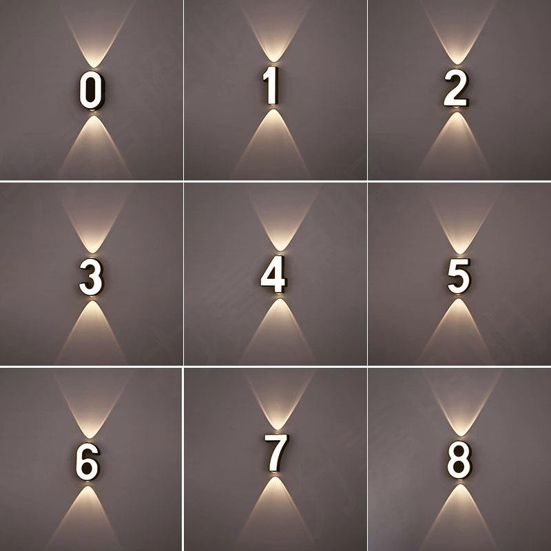 户外LED广告招牌门牌号数字发光壁灯现代简约酒店别墅房间发光灯