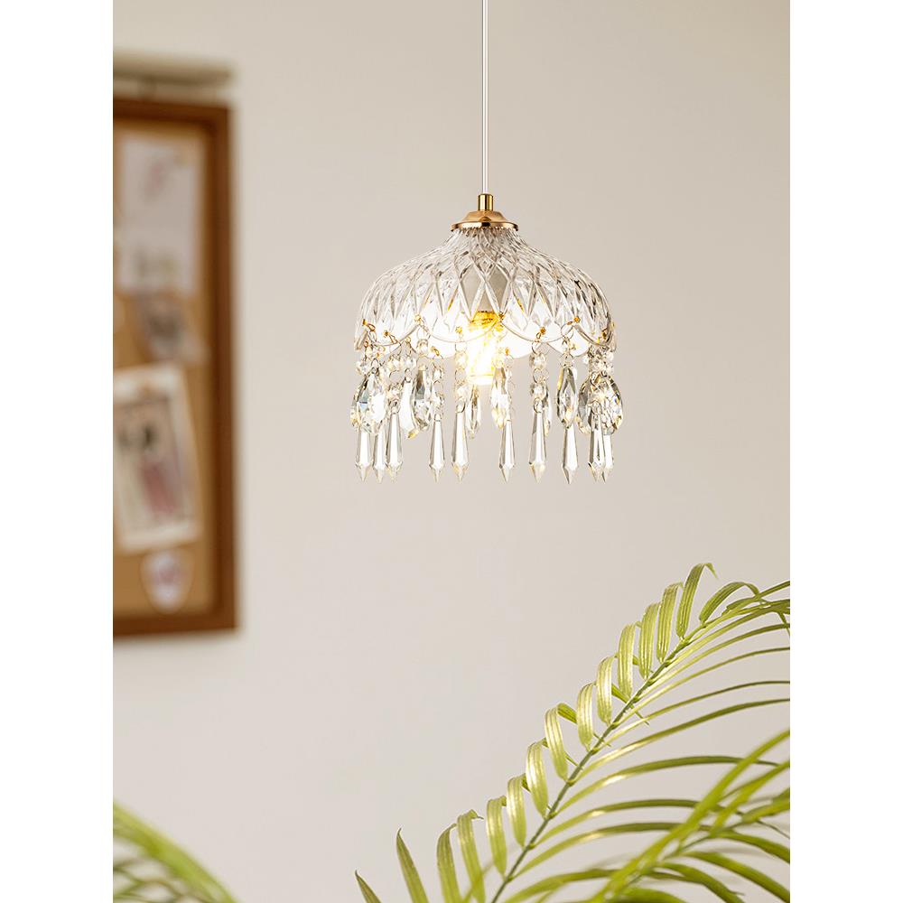 2I法式复古轻奢长线床头吊灯卧室柜灯走廊过道入户玄关小单个吸顶