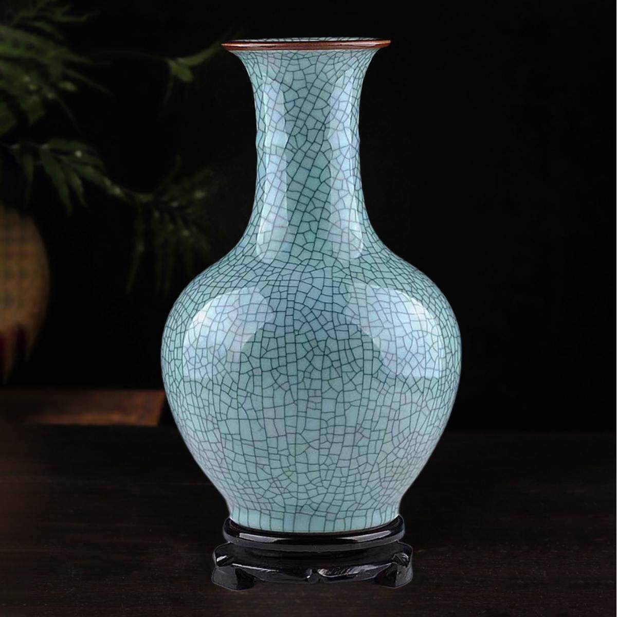 景德镇陶瓷花瓶摆件客厅插花仿古官窑瓷瓶中式家居装饰品瓷器瓶子