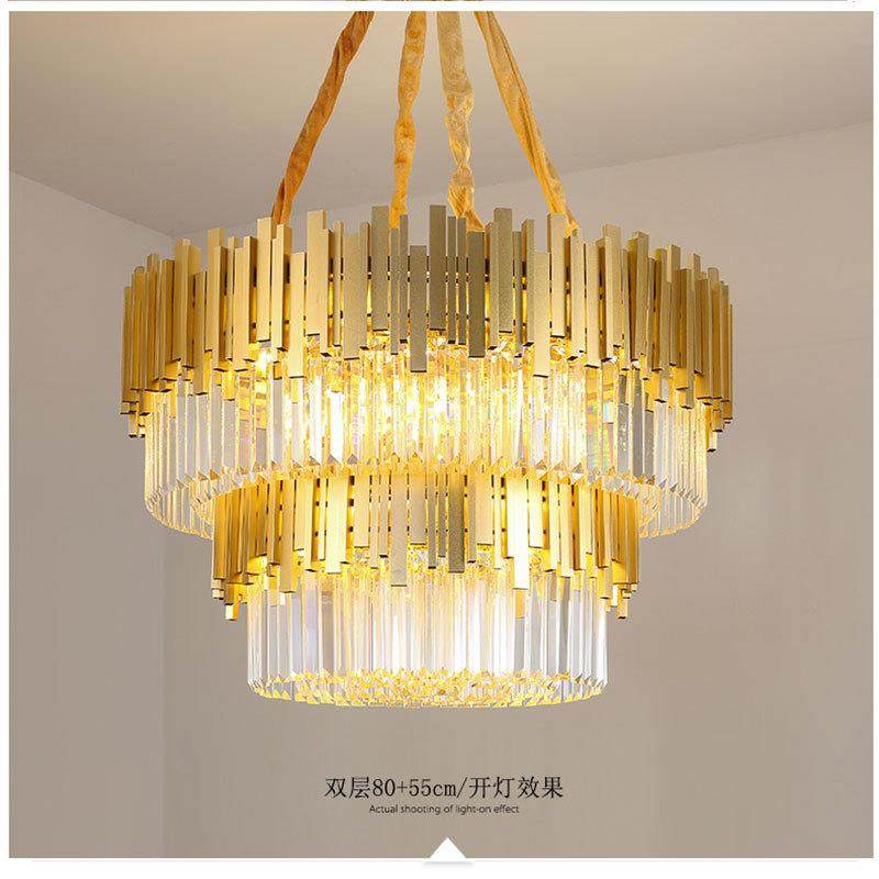 轻奢后现代K9水晶吊灯北欧后客厅餐厅豪华卧室楼梯灯欧式金色灯具