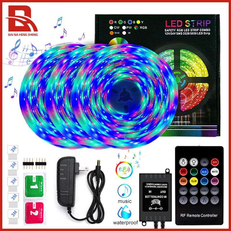 亚马逊LED2835RGB智能音乐声控软灯条七彩跑马灯20米低压灯带套装