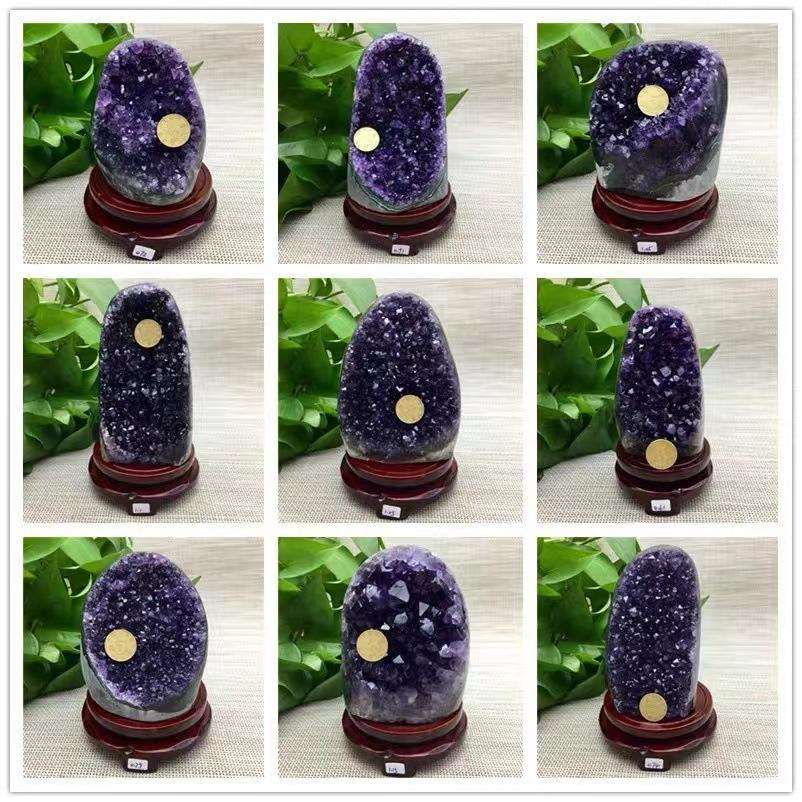 天然紫水晶原石摆件巴西乌拉圭紫晶洞紫晶簇紫晶块家居办公室