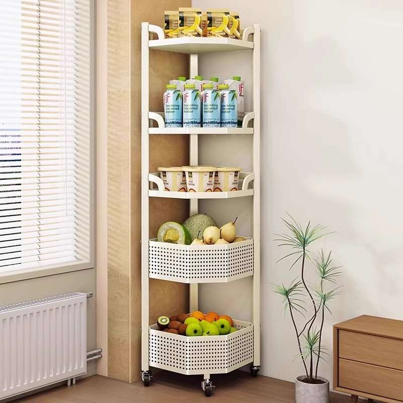 厨房三角可移动置物架转角水果蔬菜收纳篮子墙角锅具多功能收纳架