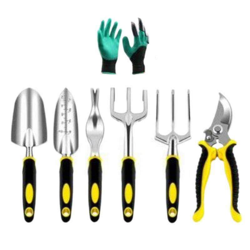 热销工具套装7件套铝合金花园工具套装双色手柄园林铲