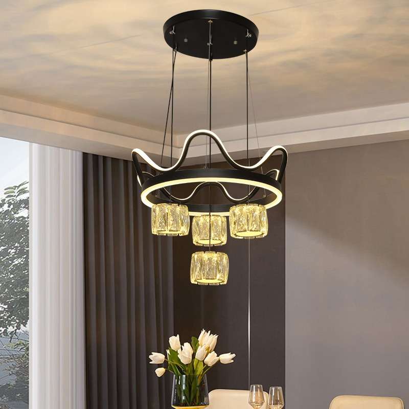 现代简约轻奢餐吊灯家用客厅大气创意个性圆形餐桌饭led餐厅