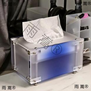 设计光轴透明纸巾盒自动弹簧纸盒多巴胺亚克力彩色桌面抽纸收纳盒