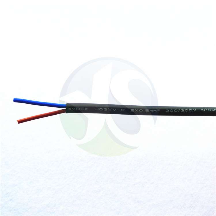 厂家直销欧洲两圆插电源线VDE认证H03VV-F 2*0.75棕蓝两芯护套线