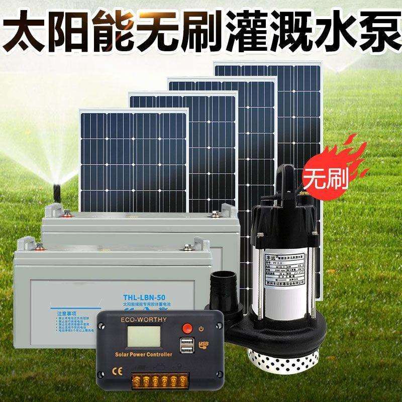 太阳能抽水泵户外农用灌溉24v直流潜水泵无刷高扬程48v电瓶抽水机