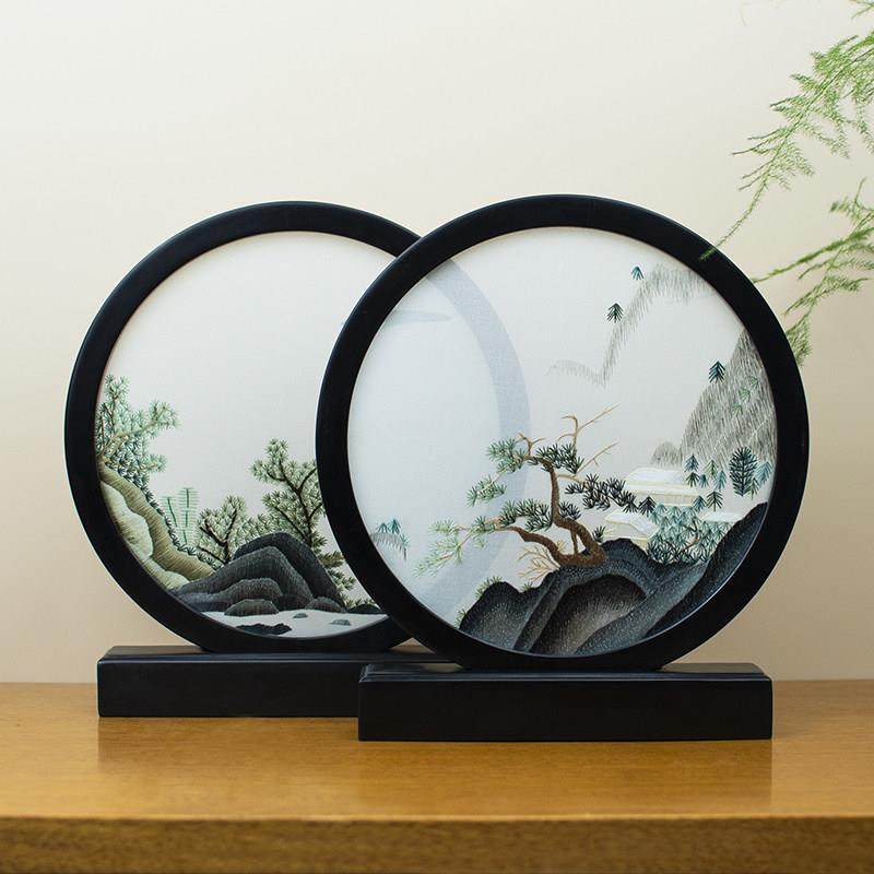 手工刺绣摆件中式家居饰品桌面屏风轻奢高档办公室台屏中国风礼品,家居饰品,装饰摆件,淘宝优惠券,粉丝福利购,淘宝优惠卷