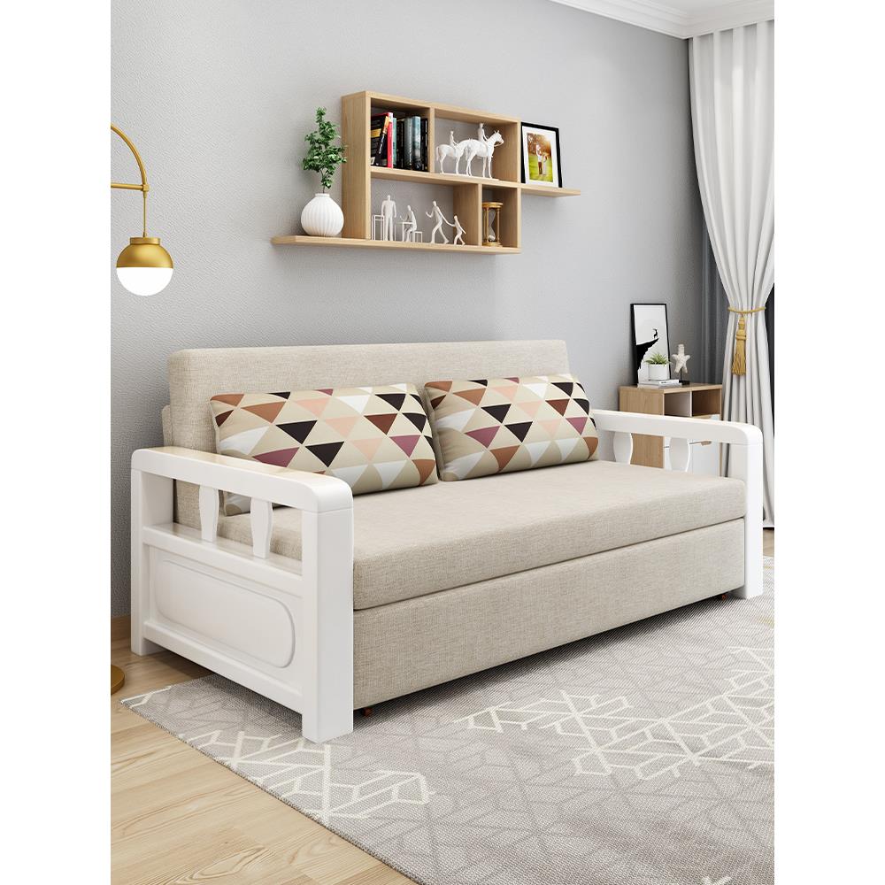 实木沙发床小户型客厅储物坐卧两用多功能可折叠可伸缩收纳