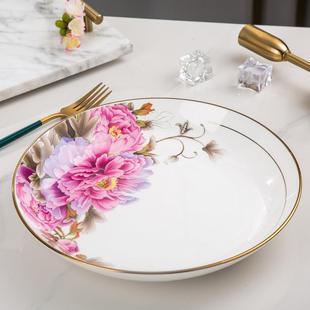 欧式剁椒鱼头专用盘子家用10寸盘子汤盘深盘圆形单个大号陶瓷鱼盘