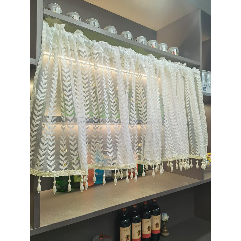 梦幻白色小麦穗纱帘门帘遮挡帘防尘帘橱柜书柜衣柜隔断帘装饰帘