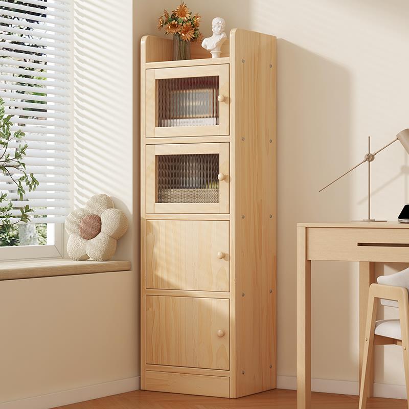 实木书柜一体靠墙转角置物架30cm窄边柜落地多层书架夹缝小收纳柜