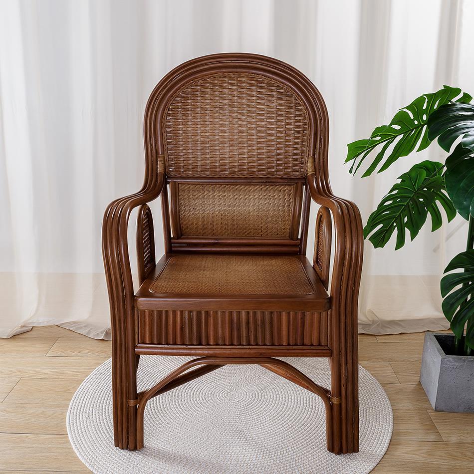 高靠背椅印尼老人真藤椅子手工编织阳台休闲椅子护腰椅办公腾椅三