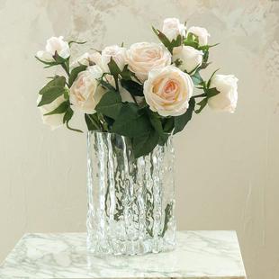 彷真玫瑰花高档轻奢高端客厅餐桌花摆设假花绢花花束套装装饰摆饰