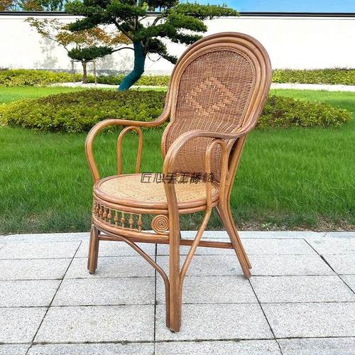 天然藤椅家用老人藤编单人护腰靠背藤椅子办公休闲手工阳台三件套