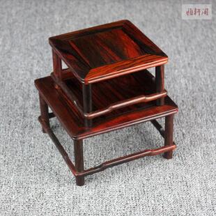 大红酸枝木工艺品摆饰底座 花瓶盆景花盆实木桌面小花架 明式底座