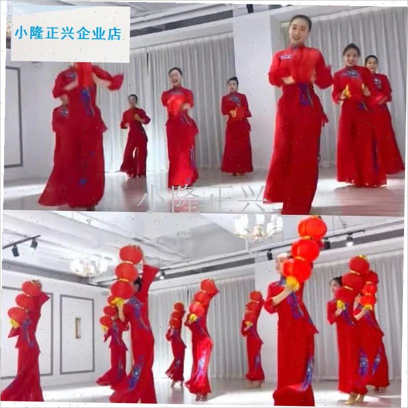 年元旦表演专用祖国你好红色灯笼连串可折M叠中国风演出舞蹈道具-