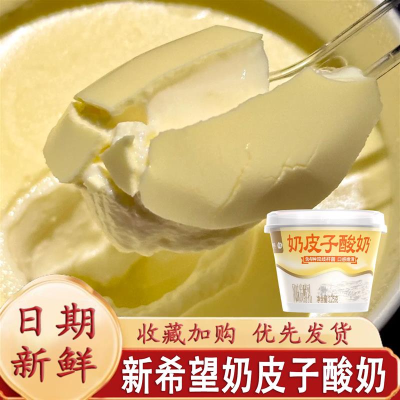 现货新希望奶皮子酸奶杯125g*12杯整箱风味益生菌发酵酸奶奶酪冰