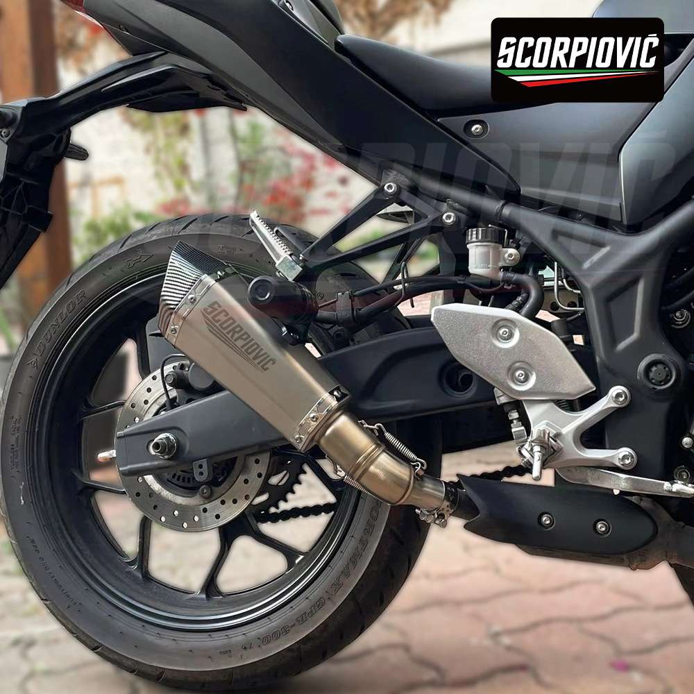 小锥六角尾段排气管 NINJA400 321R 赛600 CBR650 GPR250通用51MM