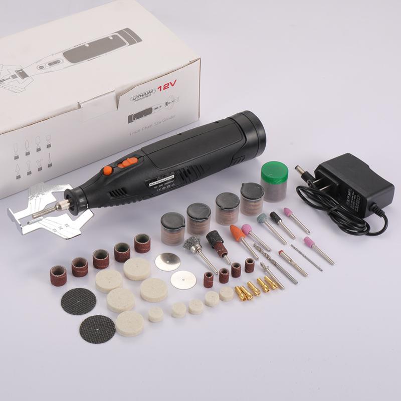 厂家直供跨境12Ｖ锂电打磨机电磨油锯电锯磨链机 雕刻工具 抛光