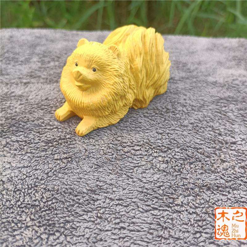 黄杨木雕刻创意随身文玩手把件男士可爱生肖小狗车摆件茶宠工艺品