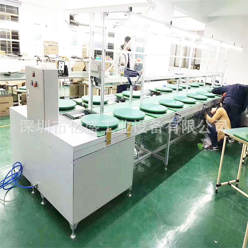 中山供律动机倍速链循环装配输送线21.5寸工业触摸屏显示器生产线