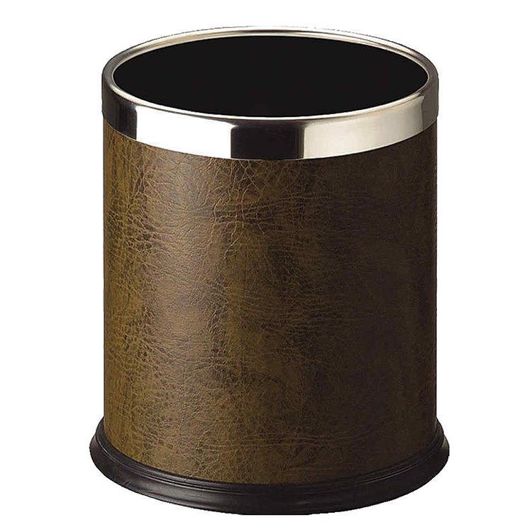 单层皮质椭圆形房间垃圾桶客房桶洗手间厨房纸篓简约无盖圆形小桶