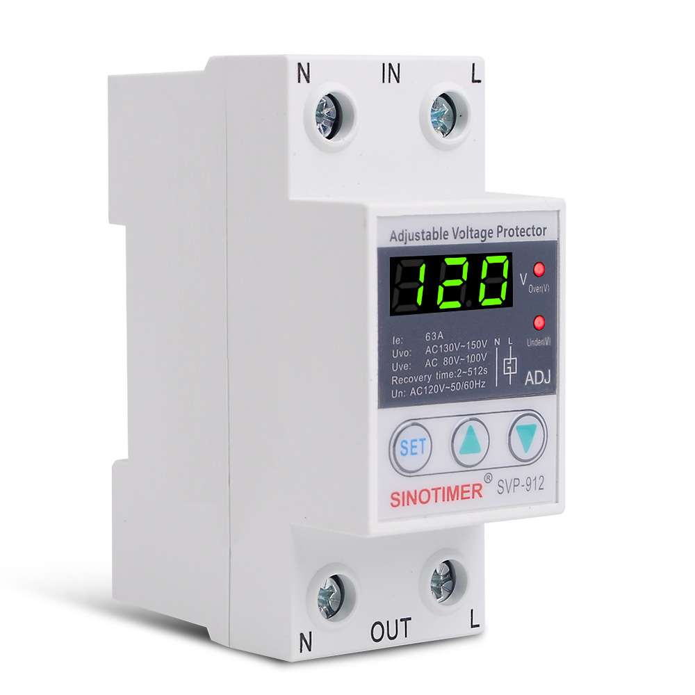 SVP-912 110V 120V 可调智能自复式过欠压保护器自动复位开关40A