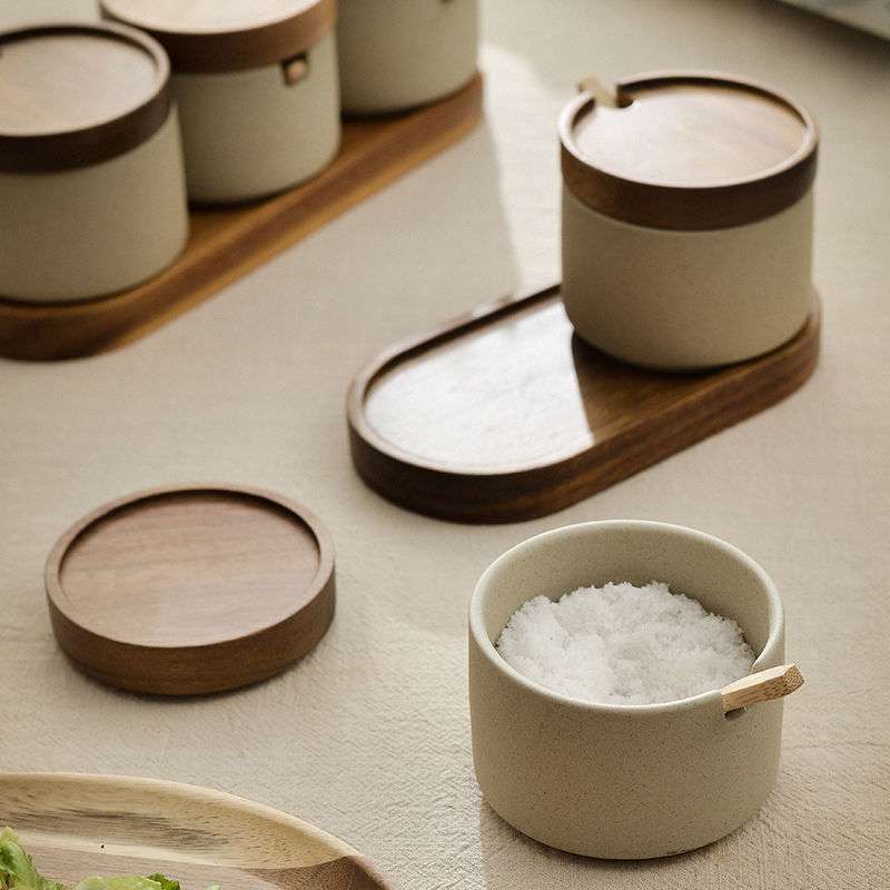 盐罐粗陶瓶陶瓷调料盒家用厨房味罐调味料瓶罐套装日式佐料罐糖