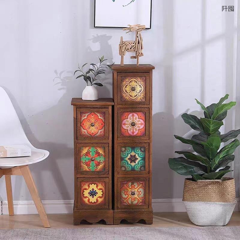 实木25cm夹缝收纳柜子超窄小床头柜美式客厅边柜复古阳台储物斗柜