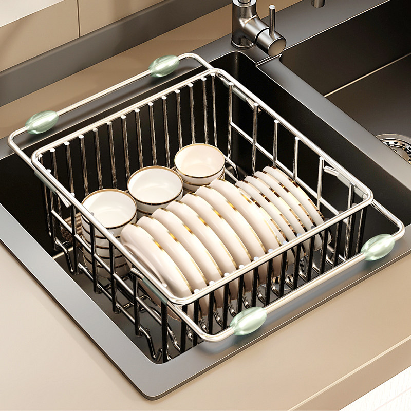 极速304不锈钢洗碗池水槽沥水架可伸缩洗菜盆沥水篮厨.房筐子漏池,餐饮具,洗菜盆/沥水篮/漏水筛,淘宝优惠券,粉丝福利购,淘宝优惠卷