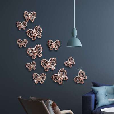 极速HB010 12 Pack 3D Metal Butterfly Stereo ButterfWly Home