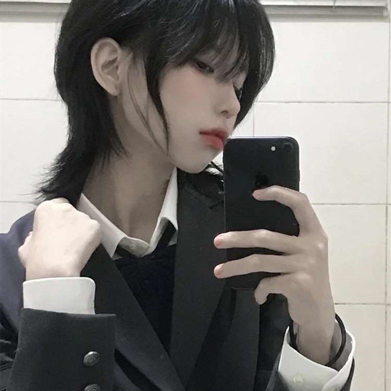 极速狼尾假发男短发网红鲻鱼w头韩版帅气武士头日系男女通用自然