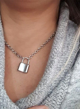 极速Lock metal pendant necklace nd punk alloyQ clavicle chai