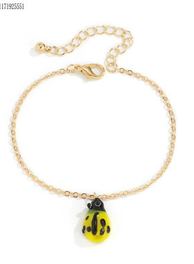 极速新款创意简约彩色瓢虫手錬女 欧美时尚iMns风潮流动物琉璃手