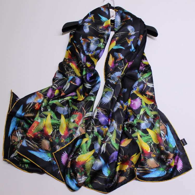 极速New gdorgeous bird figure digital inkjet silk silk scarf