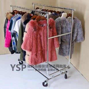 新品服装店衣架展示架 服装y订货会用龙门架双杠加厚折叠带轮子单