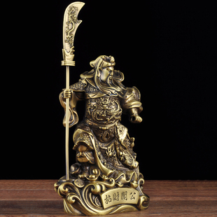 极速全铜招财关公摆件关公铜像关二E爷武财神家居客厅店铺供奉开